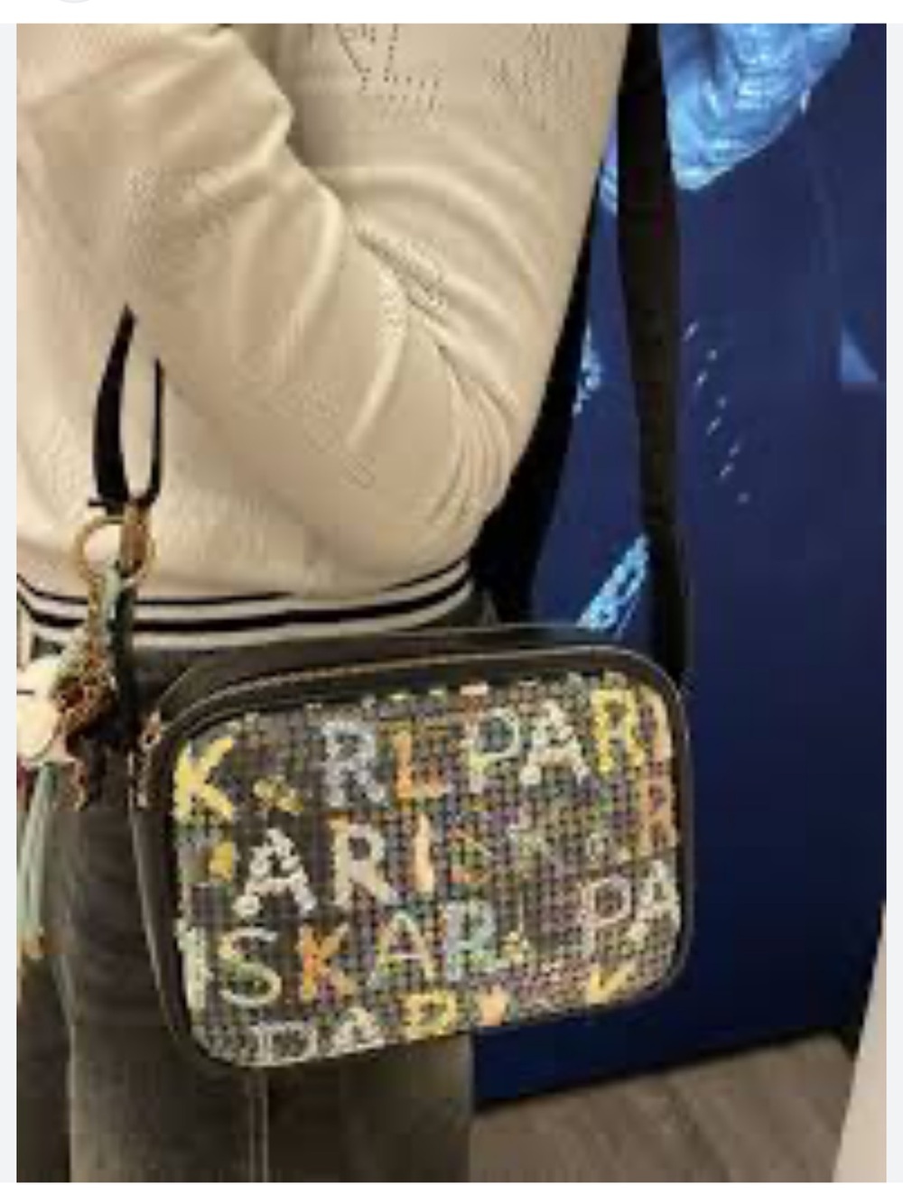 NWT Karl Lagerfeld Paris Maybelle Sequin Logo Camera Bag  Streetstyle